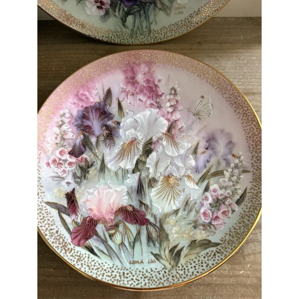 Vintage 1992 Symphony of Shimmering Beauty Lena Liu China set Of 4 Cottagecore